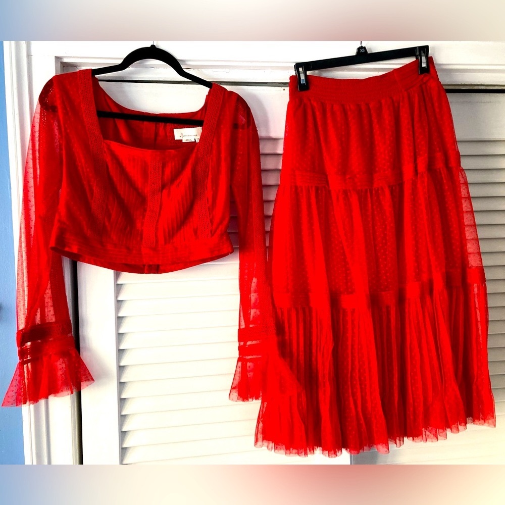 NWT Anthropologie Dotted Tulle Skirt & Top Set - Tailored Size 8-10